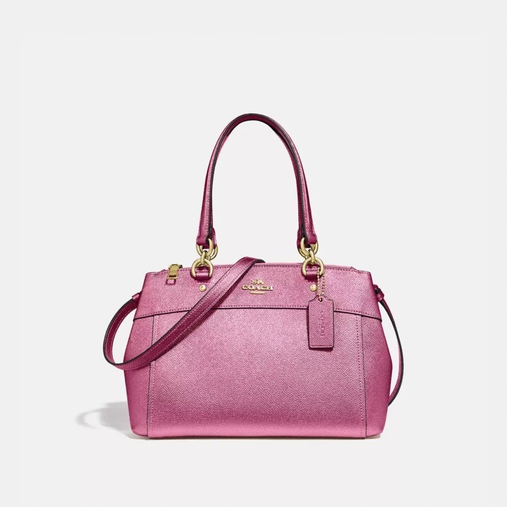 Coach Mini Bennett Satchel Metallic Berry Pink Crossgrain Leather Purse NWT - Picture 9 of 9